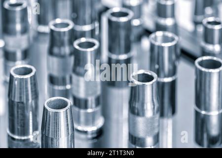 torcia di saldatura, primo piano, sfondo del concetto industriale Foto Stock
