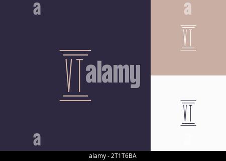 Iniziali monogramma VT design per ispirazione logo studio legale Illustrazione Vettoriale