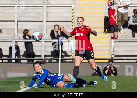 Leigh, Regno Unito. 15 ottobre 2023. Leigh, Inghilterra, 15 ottobre 2023: Leah Galton del Manchester United durante la partita di calcio fa WSL tra Manchester United e Leicester City al Leigh Sports Village di Leigh, Inghilterra (Wayne Goodman/SPP) credito: SPP Sport Press Photo. /Alamy Live News Foto Stock