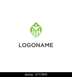 Monogramma SH con idee per il design del logo a foglia, logo creativo con lettera iniziale e grafica vettoriale con foglie verdi naturali Illustrazione Vettoriale