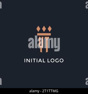 Logo iniziale YT con design a icona a colonna, logo in stile monogramma di lusso per grafica vettoriale di studi legali e avvocati Illustrazione Vettoriale