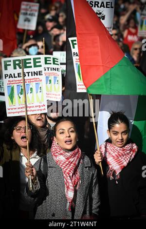 Free Palestine March, Edimburgo, 14/10/2023 Foto Stock