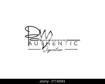 Vettore modello logo firma PW. Illustrazione Vettoriale