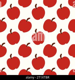 Motivo Apple rosso senza cuciture. Frutta ecologica. Illustrazione del vettore piatto. Illustrazione Vettoriale