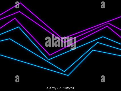 Blu ultravioletto linee curve neon sfondo astratto. Design retrò vettoriale Illustrazione Vettoriale