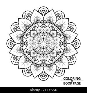 Pagina del libro da colorare Mandala per il relax e la meditazione per adulti file vettoriale facilmente modificabile Illustrazione Vettoriale