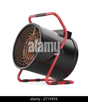 Riscaldatore elettrico a ventola a cilindro industriale su sfondo bianco Foto Stock