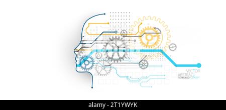 Concetto di intelligenza artificiale. Background tecnologico. Illustrazione di scienza vettoriale Illustrazione Vettoriale