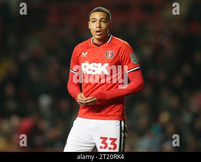 Miles Leaburn del Charlton Athletic. - Charlton Athletic / Brighton & Hove Albion, EFL Cup, English Football League Cup, Carabao Cup, The Valley Stadium, Londra, Regno Unito - 21 dicembre 2022 solo per uso editoriale - si applicano restrizioni DataCo Foto Stock