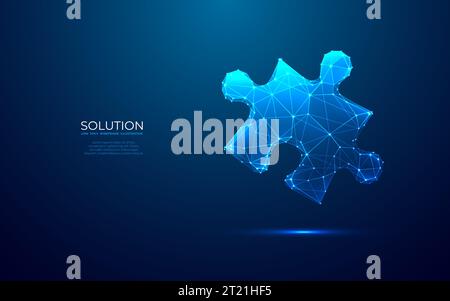Puzzle singolo digitale. Tecnologia seghetto alternativo leggero .sfondo blu Illustrazione Vettoriale