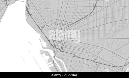 Mappa di Buffalo City, New York, Stati Uniti. Poster urbano in bianco e nero. Immagine della mappa stradale con vista sull'area metropolitana della città. Illustrazione Vettoriale