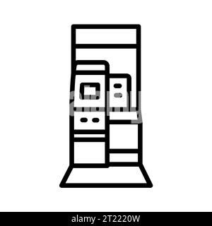 Chiosco USPS con icona a linea nera. Macchina self-service. Pittogramma per pagina Web, app mobile, promo. Illustrazione Vettoriale