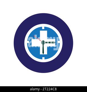 Logo medico icona di salute isolata su sfondo bianco. Elemento modello disegno logo Flat Vector Illustrazione Vettoriale