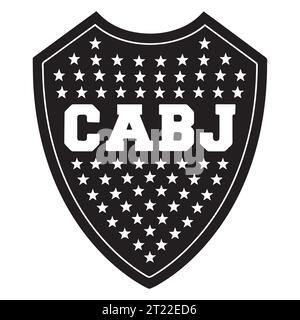 Boca Juniors Black and White Logo Argentine Professional League System, Vector Illustration Abstract Black and White Editable image Illustrazione Vettoriale