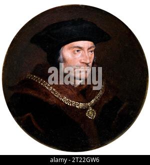 Sir Thomas More dal seguace di Hans Holbein il giovane, olio su legno, anni '1600 Foto Stock