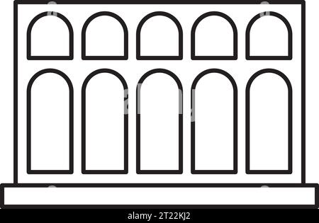 Semplice disegno nero dell'ACQUEDOTTO DI SEGOVIA, SEGOVIA Illustrazione Vettoriale