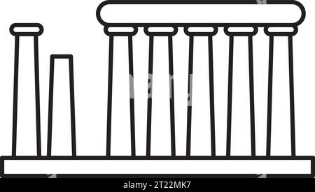Semplice disegno nero del TEMPIO DI APOLLO, FOCIDE Illustrazione Vettoriale