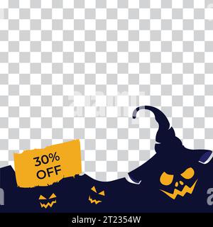 Design post sconto Halloween sui social media, biglietti, invito, volantini, poster, post web, sfondi sui social media, sfondo vettoriale illustrativo Illustrazione Vettoriale