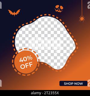 Banner post sui social media, design horror creativo, design vettoriale Halloween, sfondo illustrativo Illustrazione Vettoriale