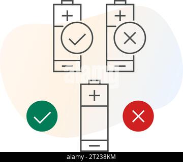 Stato delle celle AA e AAA della batteria - icona stock come file EPS 10 Illustrazione Vettoriale