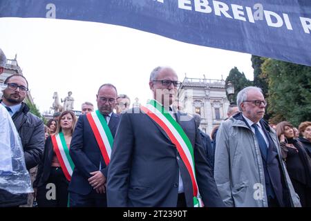 Roma, RM, Italia. 16 ottobre 2023. Andrea Riccardi, fondatore della Comunità di Sant'Egidio e il Sindaco di Roma Roberto Gualtieri (Credit Image: © Matteo Nardone/Pacific Press via ZUMA Press Wire) SOLO USO EDITORIALE! Non per USO commerciale! Foto Stock