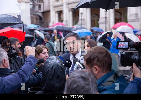 Roma, Italia. 16 ottobre 2023. Victor Fadlun, presidente della Comunità ebraica di Roma (foto di Matteo Nardone/Pacific Press/Sipa USA) credito: SIPA USA/Alamy Live News Foto Stock