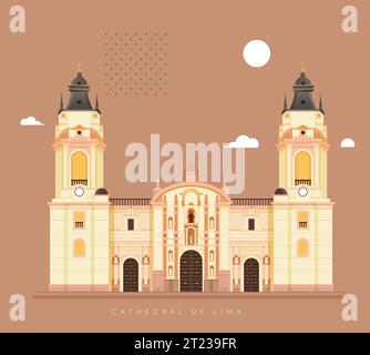 Basilica Metropolitan Cathedral di Lima e Primate del Perù - Stock Illustration as EPS 10 file Illustrazione Vettoriale