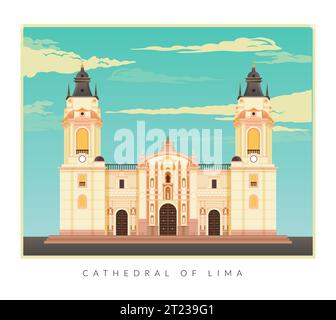 Basilica Metropolitan Cathedral di Lima e Primate del Perù - Stock Illustration as EPS 10 file Illustrazione Vettoriale