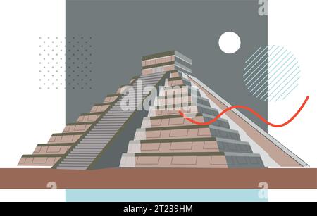 El Castillo - Chichen Itza - Un tempio della città Maya precolombiana - Stock Illustration as EPS 10 file Illustrazione Vettoriale