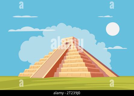 El Castillo - Chichen Itza - Tempio della città Maya pre-colombiana - illustrazione delle scorte come file EPS 10 Illustrazione Vettoriale