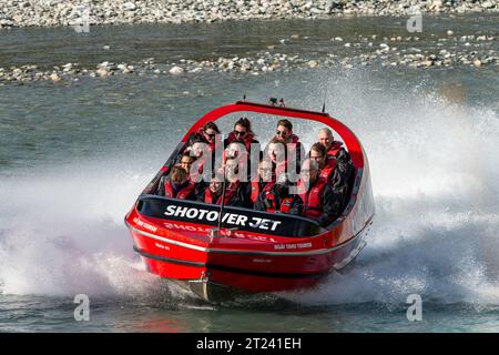 Shotover Jetboat, Shotoverer River, Queenstown, Otago, nuova Zelanda Foto Stock