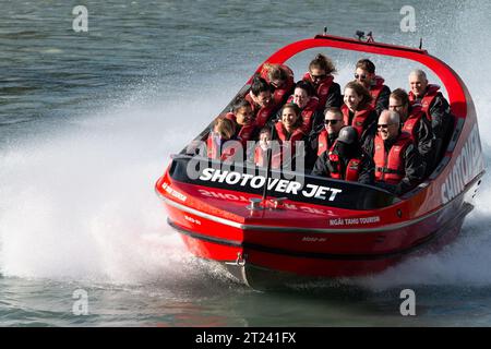 Shotover Jetboat, Shotoverer River, Queenstown, Otago, nuova Zelanda Foto Stock