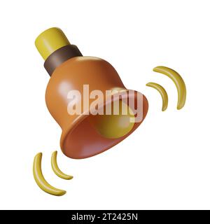 Campana della scuola con tema arancione. Isolato su sfondo bianco. Illustrazione 3D. Alta risoluzione Foto Stock