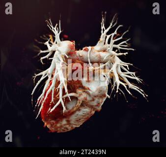 CTA torace o CTPA con mezzo di contrasto rendering 3D per embolia polmonare diagnostica (PE) . Foto Stock