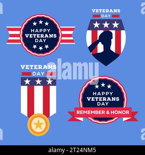 Set di logo per l'illustrazione Happy Veterans Day Illustrazione Vettoriale