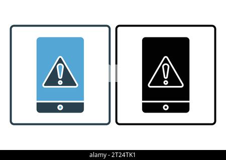 Icona errore telefono. telefono con punto esclamativo. Icona relativa a avvertenza, notifica. adatto per siti web, app, interfacce utente, stampabili, ecc. Soli Illustrazione Vettoriale
