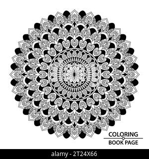 Mystical Floral, Artistic, Mandala per il taglio della carta o Coloring Book Page. Easy Mandala Coloring Book Pages per adulti, capacità di rilassarsi, cervello Illustrazione Vettoriale