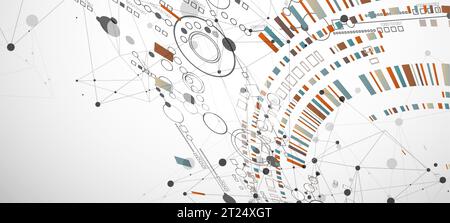 Contesto astratto su argomenti tecnologici e scientifici. Formato vettoriale. Illustrazione Vettoriale