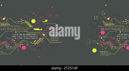 Concetto di tecnologia astratta. Scheda a circuito stampato, sfondo a colori del computer elevato. Illustrazione vettoriale Illustrazione Vettoriale