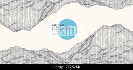 Le forme d'onda astratte sono realizzate in uno stile a reticolo. Modello per la presentazione scientifica e tecnologica. Vettore Illustrazione Vettoriale