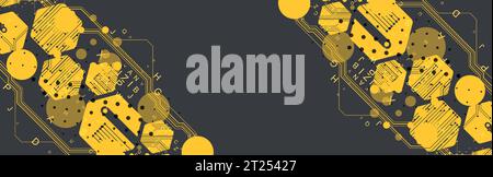 Sfondo futuristico esagonale giallo astratto per lavori di progettazione. Scienza e tecnologia. Illustrazione Vettoriale