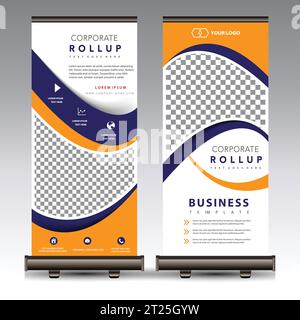 Modello di progettazione banner rollup aziendale Illustrazione Vettoriale