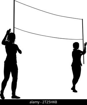 Banner Silhouette manifestanti al Rally Strike di marzo Illustrazione Vettoriale