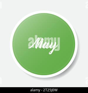 Adesivo circolare verde maggio su sfondo bianco, illustrazione vettoriale Illustrazione Vettoriale