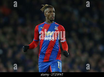 Wilfried Zaha del Crystal Palace contro il Manchester City. - Crystal Palace contro Manchester City, Premier League, Selhurst Park, Londra, Regno Unito - 14 marzo 2022 solo per uso editoriale - si applicano le restrizioni DataCo Foto Stock