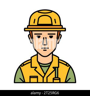 Icona Builder. Icona operaio edile isolata. Icona cartoon di ingegnere in design piatto. Illustrazione vettoriale Illustrazione Vettoriale