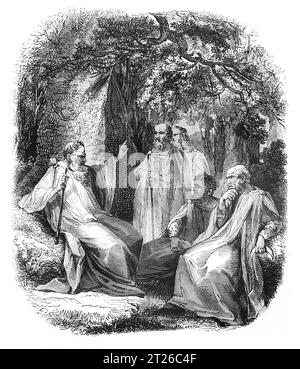 Arch-Druid e Druidi. Black and White Illustration from the 'Old England' pubblicato da James Sangster nel 1860. Foto Stock
