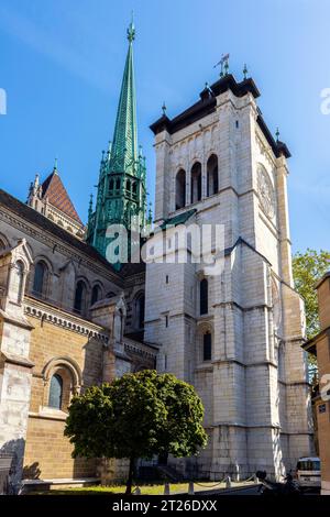 La Cattedrale di Saint Pierre a Ginevra, cantone di Ginevra, Svizzera, fu convertita durante la riforma protestante in Chiesa riformata di Ginevra, Swit Foto Stock