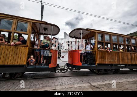 Treno di legno di Mallorca, Soller, Spagna Foto Stock