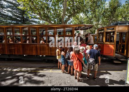 Treno di legno di Mallorca, Soller, Spagna Foto Stock